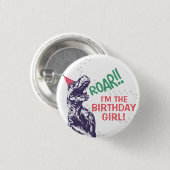 Badge Rond 2,50 Cm Dinosaur T-Rex en Casquette de fête Anniversaire F (Devant & derrière)