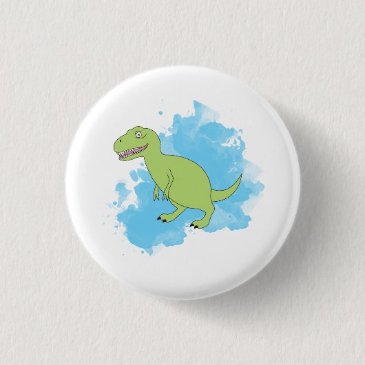 Badge Rond 2,50 Cm Dinosaure avec Aquarelle Arrière - plan Design (Devant)