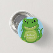 Badge Rond 2,50 Cm Dinosaure Baby shower T-Rex (Devant & derrière)