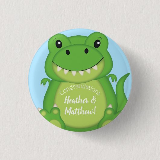 Badge Rond 2,50 Cm Dinosaure Baby shower T-Rex (Devant)
