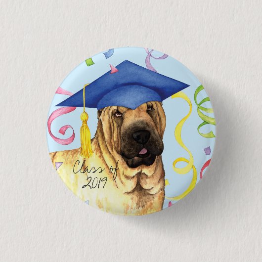 Badge Rond 2,50 Cm Diplômé chinois Shar-Pei (Devant)