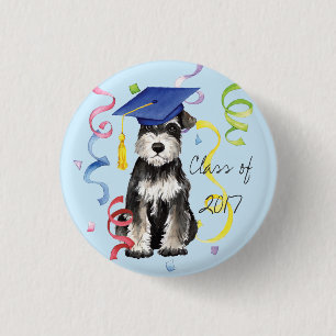 Badge Rond 2,50 Cm Diplômé de Mini Schnauzer