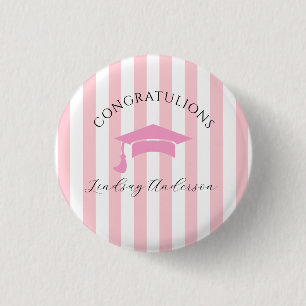 Badge Rond 2,50 Cm Diplômée Fille Rose Personnalisée