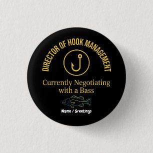 Badge Rond 2,50 Cm Directeur de la gestion des hameçons Funny Bass Fi