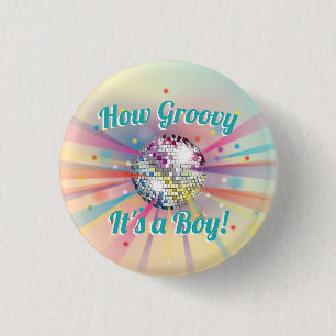 Badge Rond 2,50 Cm Disco Ball Baby shower Super C'est un garçon