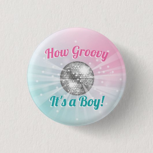Badge Rond 2,50 Cm Disco Ball Baby shower Super C'est un garçon (Devant)