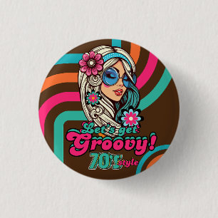 Badge Rond 2,50 Cm Disco Rétro Années 70 Anniversaire Boogie Groovy P