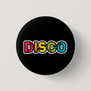Badge Rond 2,50 Cm DISCO vinyle rétro