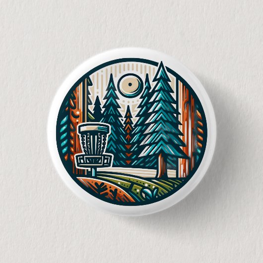 Badge Rond 2,50 Cm Disk Golf in the Woods Retro Vibe Art (Devant)
