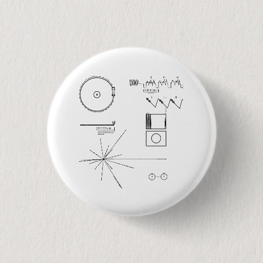 Badge Rond 2,50 Cm Disque d'or de la NASA Voyager (Devant)