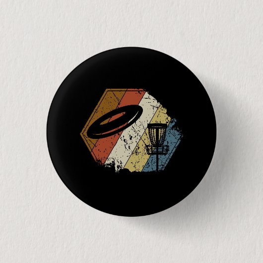 Badge Rond 2,50 Cm Disque Golf Panier Rétro (Devant)