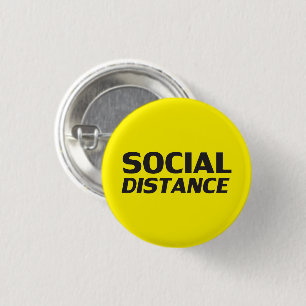Badge Rond 2,50 Cm Distance sociale typographie moderne prudence jaun