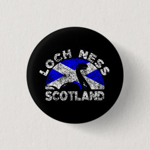Badge Rond 2,50 Cm Distressed Loch Ness Monster Scotland Flag