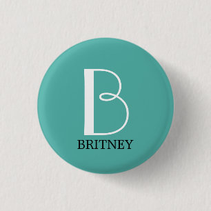 Badge Rond 2,50 Cm do-it-yourself gros monogramme et nom, texte blanc