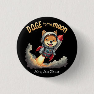 Badge Rond 2,50 Cm Doge to the Moon Le voyage ultime de la Dogecoin