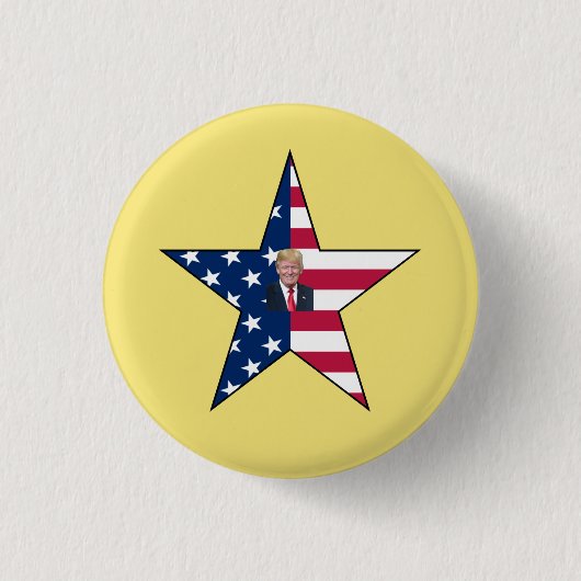 Badge Rond 2,50 Cm Donald J. Trump~ Président~ Drapeau US~ Étoile ~ M (Devant)
