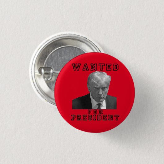 Badge Rond 2,50 Cm Donald Trump Mugshot Recherché pour le président 2 (Devant & derrière)