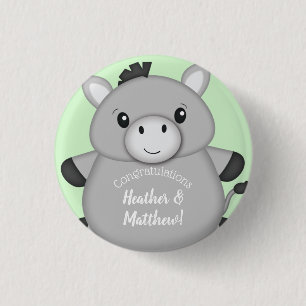 Badge Rond 2,50 Cm Donkey Baby shower Green