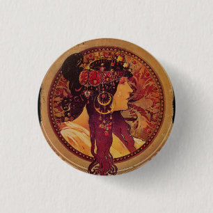 Badge Rond 2,50 Cm Donna Orechini avec les cheveux rouges