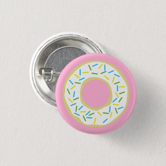 Badge Rond 2,50 Cm Donut Kid Anniversaire mignon rose (Devant & derrière)