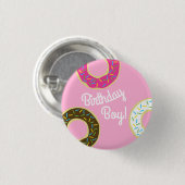 Badge Rond 2,50 Cm Donut Kid's Birthday Party mite (Devant & derrière)