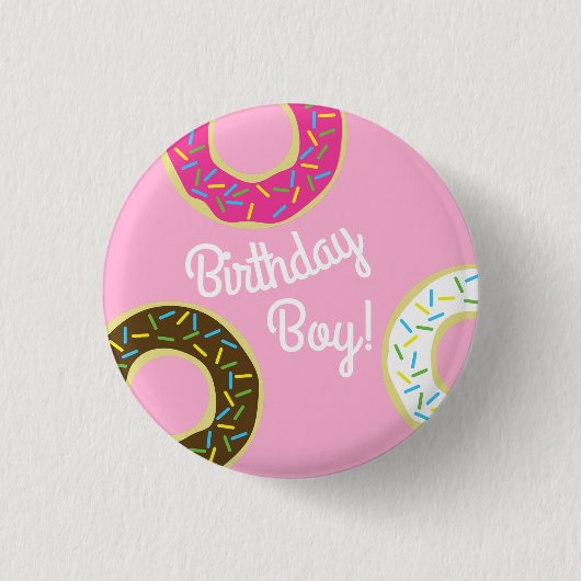 Badge Rond 2,50 Cm Donut Kid's Birthday Party mite (Devant)
