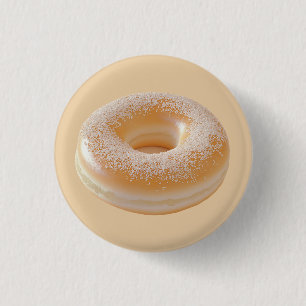 Badge Rond 2,50 Cm Donut Simple Classique Saupoudré de Sucre