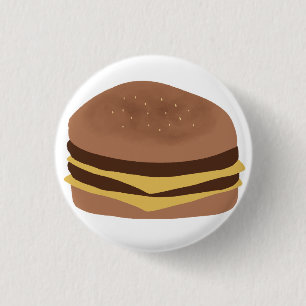 Badge Rond 2,50 Cm Double Burger au Fromage avec Double Steak