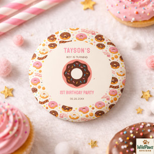 Badge Rond 2,50 Cm Douce Fête d'anniversaire de 1 an Donut Sweet One 