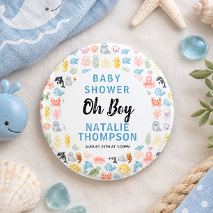 Badge Rond 2,50 Cm Douce Fête de Naissance d'Animaux de l'Océan sous 