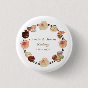 Badge Rond 2,50 Cm Douceurs tendance Boulangerie Aquarelle Floral Bus