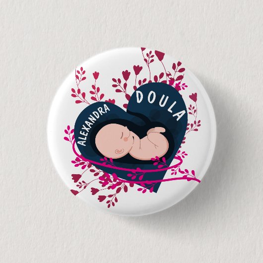 Badge Rond 2,50 Cm Doula florale personnalisée (Devant)