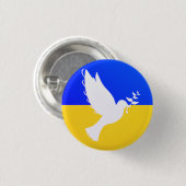 Badge Rond 2,50 Cm Dove of Peace Ukraine Flag Button - Freedom Peace (Devant & derrière)