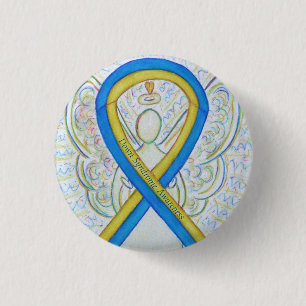 Badge Rond 2,50 Cm Down Syndrome Angel Awareness Ribbon Button Pin