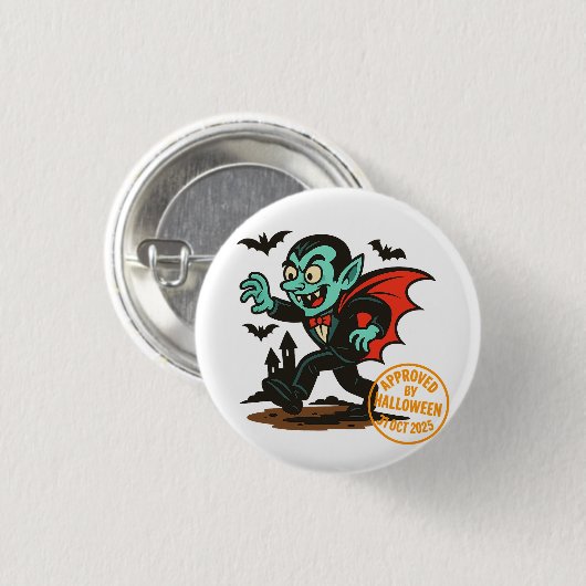 Badge Rond 2,50 Cm Dracula Vampire - Approuvé par Halloween (Devant & derrière)