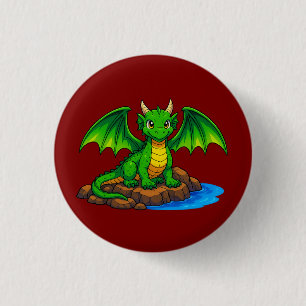 Badge Rond 2,50 Cm Dragon médiéval magique