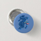 Badge Rond 2,50 Cm Dragon Oriental Bleu (Devant & derrière)