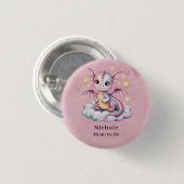 Badge Rond 2,50 Cm Dragon Whimsical Sur Un Baby shower Nuageux (Devant & derrière)