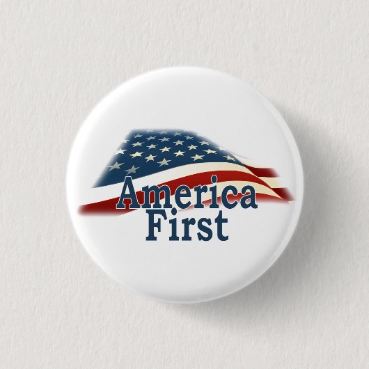 Badge Rond 2,50 Cm Drapeau America First USA (Devant)