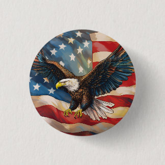 Badge Rond 2,50 Cm Drapeau américain avec aigle chauve