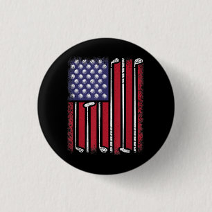 Badge Rond 2,50 Cm Drapeau américain de golf drôle joueur de golf vin