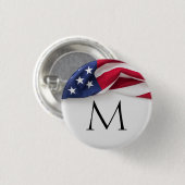 Badge Rond 2,50 Cm Drapeau Américain Gras Monogrammé (Devant & derrière)