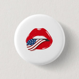 Badge Rond 2,50 Cm Drapeau américain patriotique langue sortie lèvres