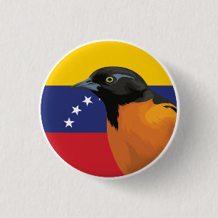 Badge Rond 2,50 Cm Drapeau animal national Troupial du Venezuela