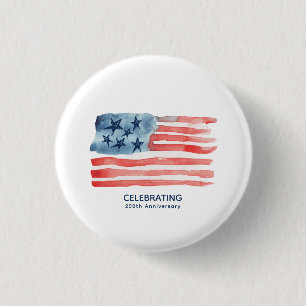 Badge Rond 2,50 Cm Drapeau aquarelle du 4 juillet moderne et minimali