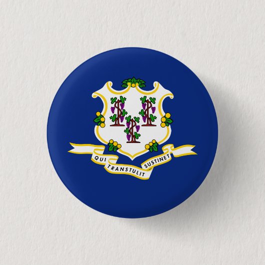 Badge Rond 2,50 Cm Drapeau Connecticuter, Drapeau Connecticut (Devant)