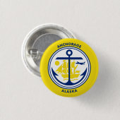 Badge Rond 2,50 Cm Drapeau d'Anchorage, Alaska (Devant & derrière)