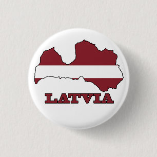 Badge Rond 2,50 Cm Drapeau dans la carte de la Lettonie