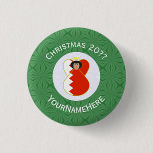 Badge Rond 2,50 Cm Drapeau de Bahreïn ange Noël personnalisé