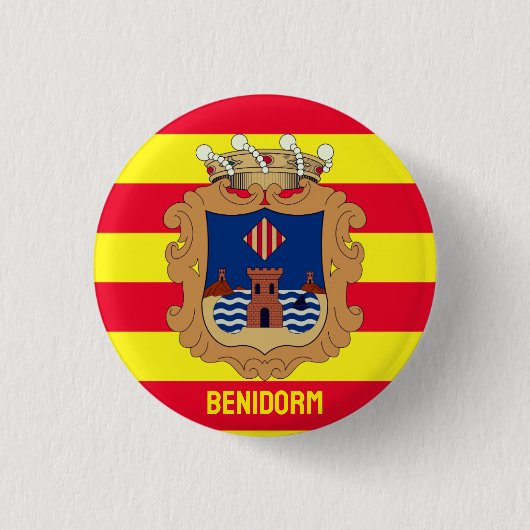 Badge Rond 2,50 Cm Drapeau de Benidorm - Comunidad Valenciana (ESP) (Devant)